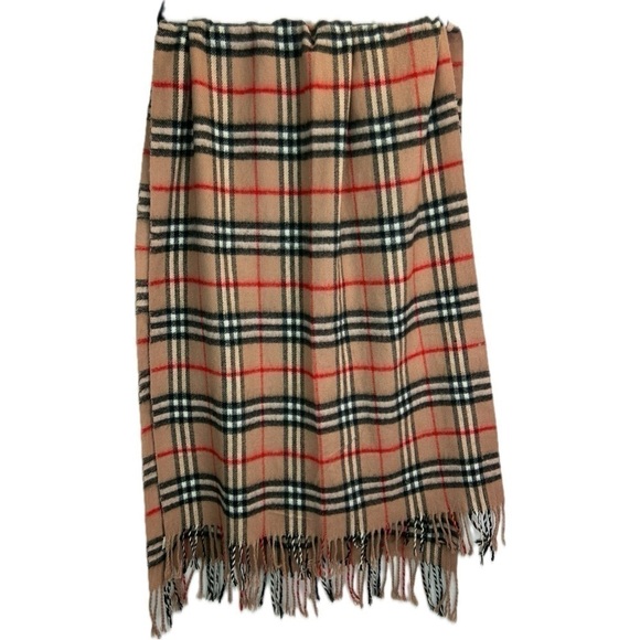 100% CASHMERE Tartan Plaid Fringe Winter Scarf Shawl by Royal Rossi 26”W x 72”L - Picture 3 of 5